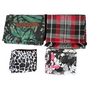 Lot of 4 Scarves: 2 Warm Scarves + 2 Silky Scarves